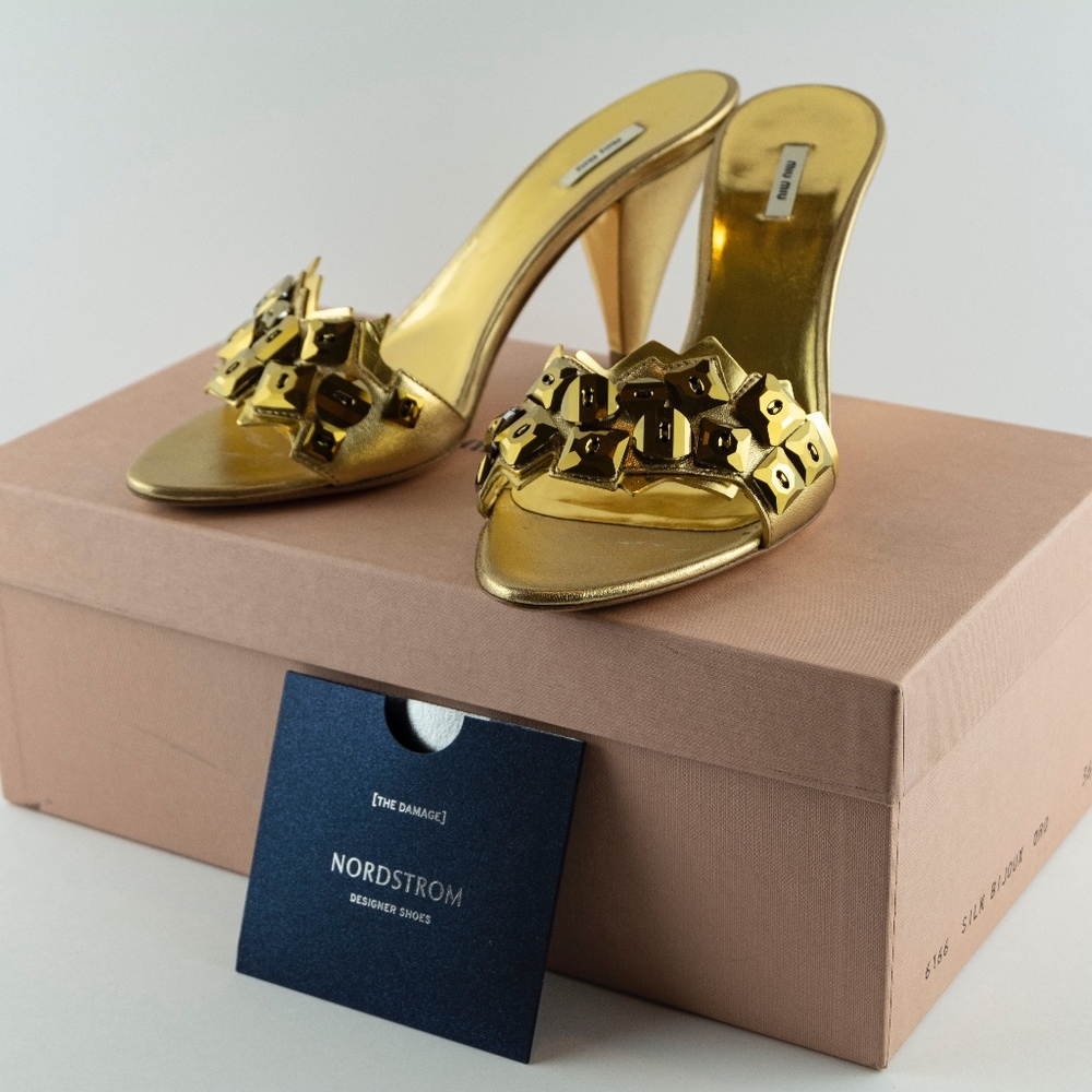 Miu Miu Gold Sandals